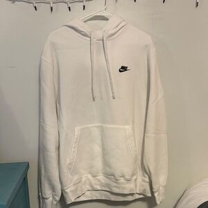 Nike Men's White Hoodie with Black Logo